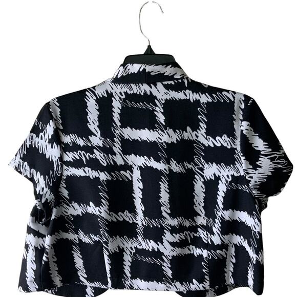 Voir Voir Bolero Cropped Top Womens 10 Short Sleeve Open Front Abstract Casual - Picture 4 of 6